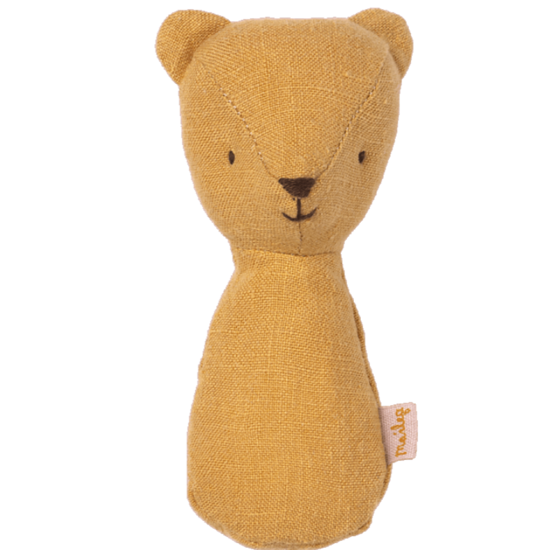 Hochet Teddy Maileg coloris dusty yellow.