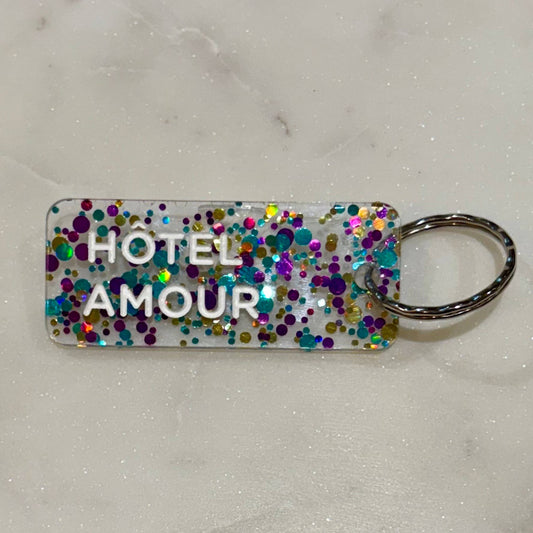 HOTEL AMOUR Porte-clés à paillettes