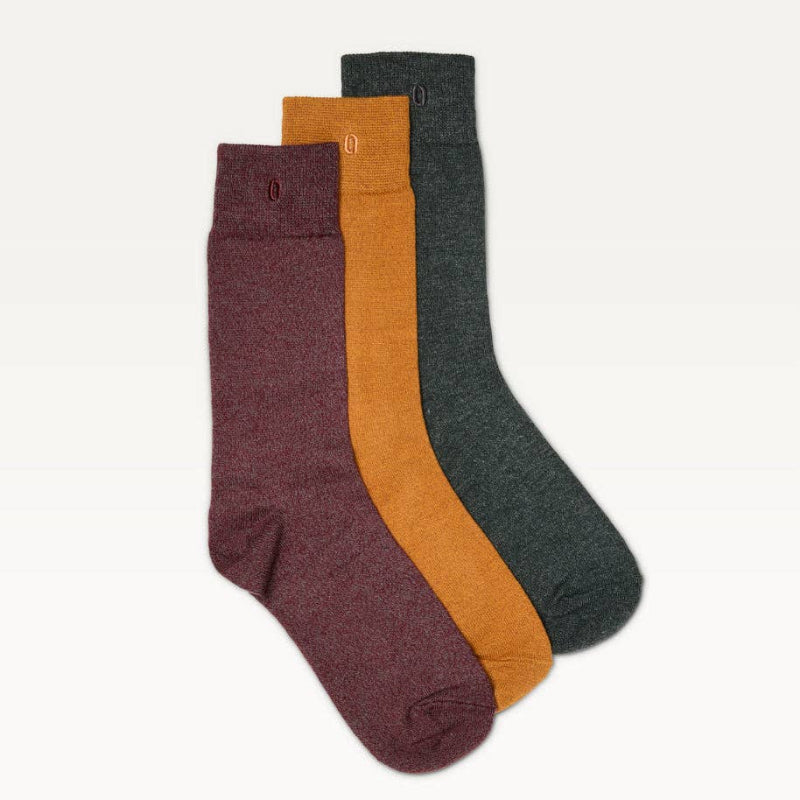 Pack de 3 Chaussettes - Chiné bordeaux vert et moutarde