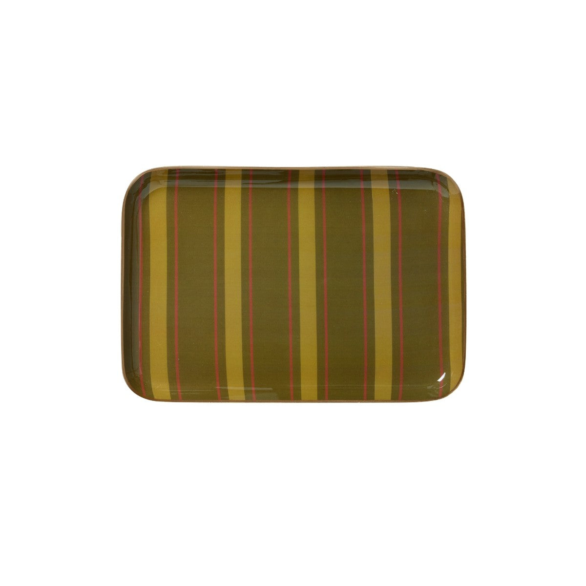 Plateau bohème médium en métal émaillé Stripes Bronze