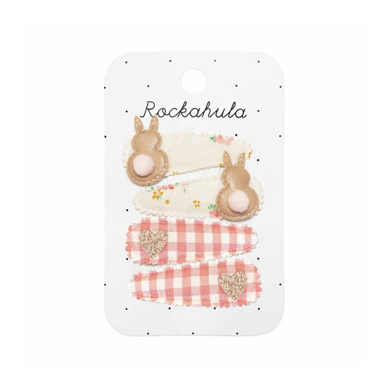 Ensemble de barrettes pinces en tissu Lapin Fleur