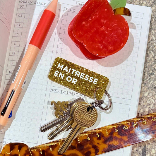 MAITRESSE EN OR Porte-clés à paillettes