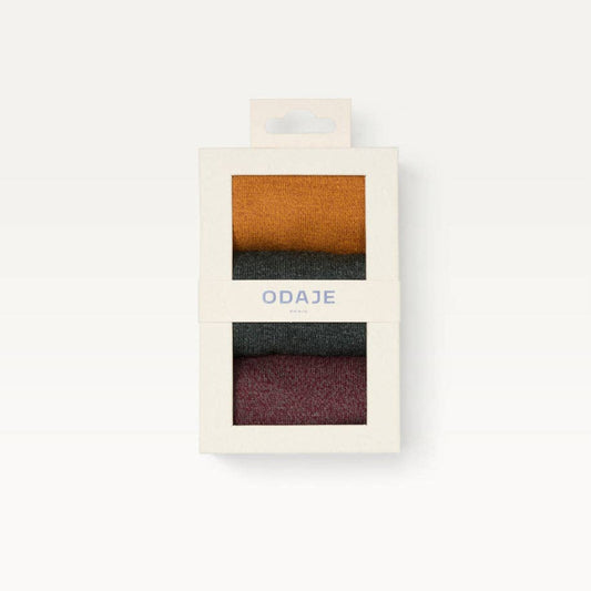 Pack de 3 Chaussettes - Chiné bordeaux vert et moutarde