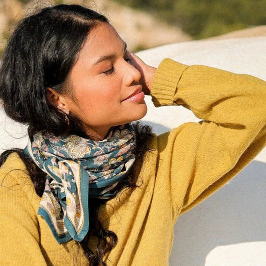 Foulard grand format - Manon Bleu Azur