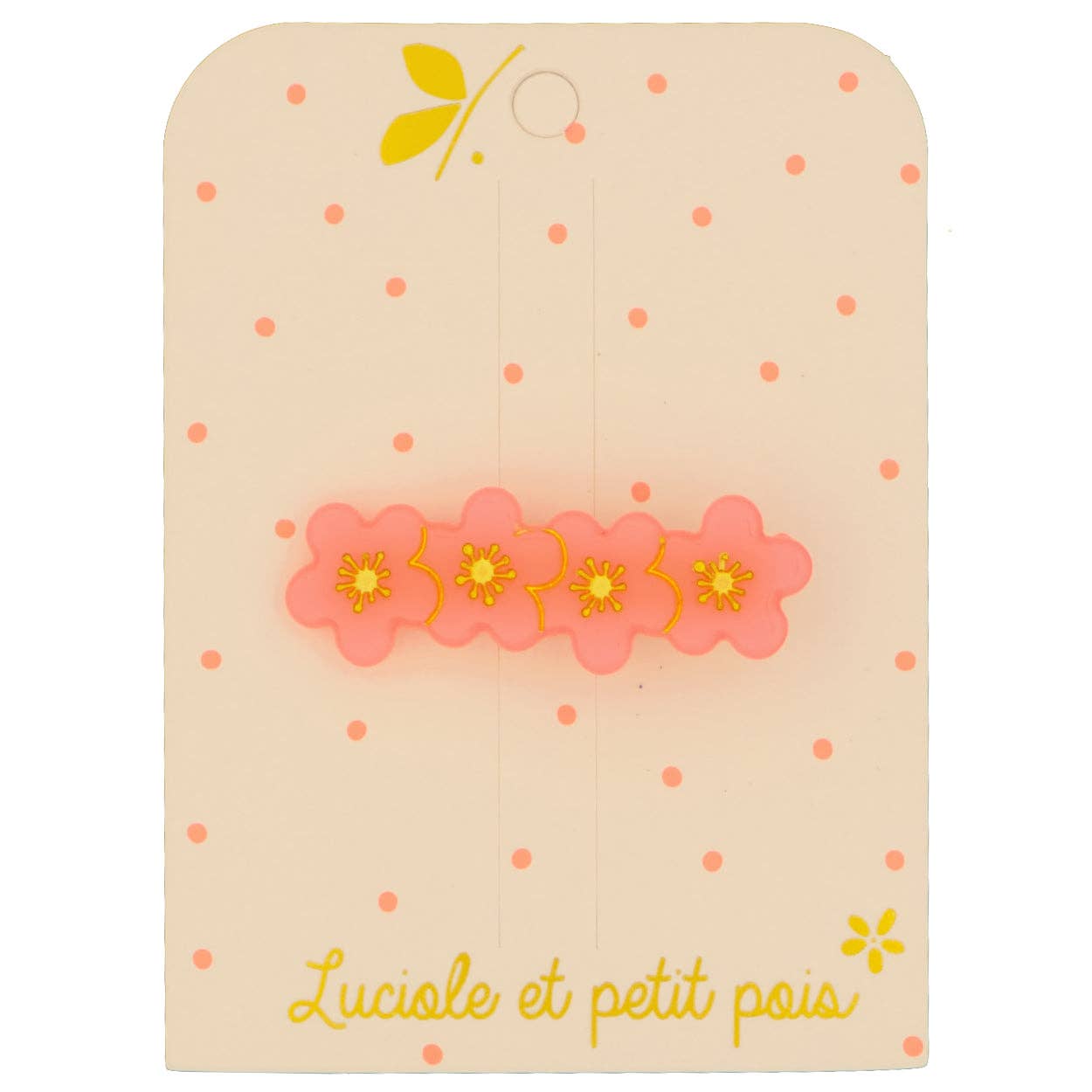 Barrette 4 fleurs de sakura - Rose fluo