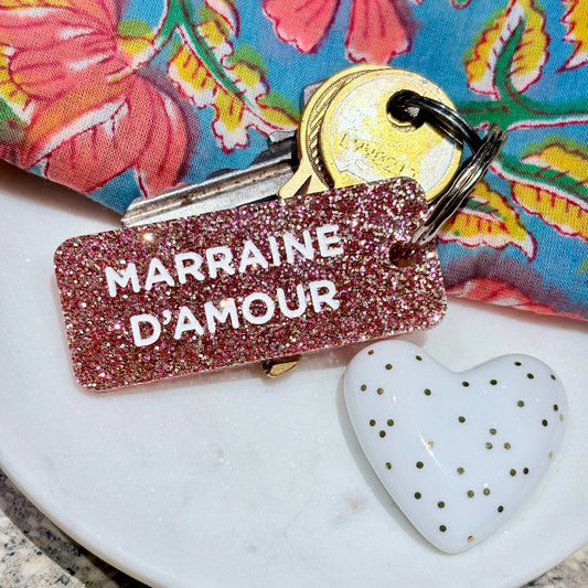 MARRAINE D'AMOUR Porte-clés à paillettes