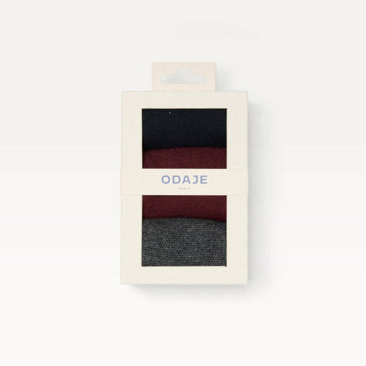 Pack de 3 Chaussettes - New Gaufré marine bordeaux gris