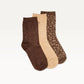 Pack de 3 Chaussettes - Fantaisie paillettes et léopard marron doré