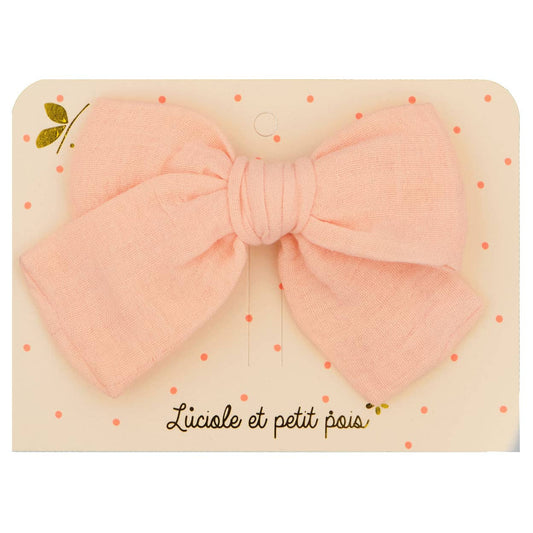 Barrette grand nœud princesse - Double gaze pêche