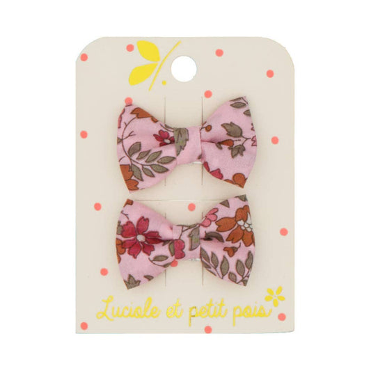 Barrettes mini papillon - Liberty Capel Floret - Rose Buvard