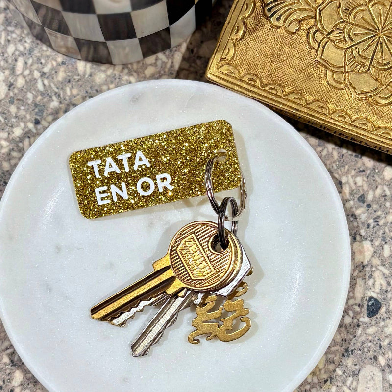 TATA EN OR Porte-clés à paillettes