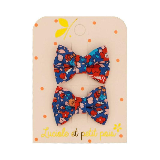 Barrettes mini papillon - Liberty Betsy Ann écarlate (paire)