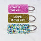 LOVE IS THE KEY  Porte-clés à paillettes