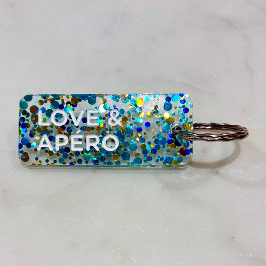 LOVE & APÉRO Porte-clés à paillettes