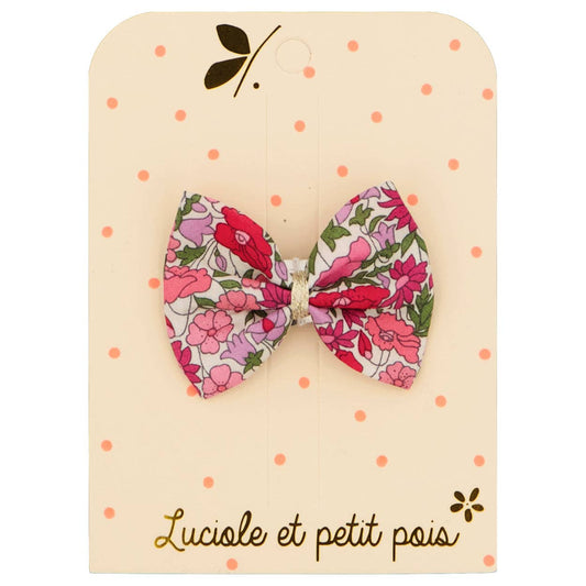 Barrette nœud ruban - Liberty Crimson pink