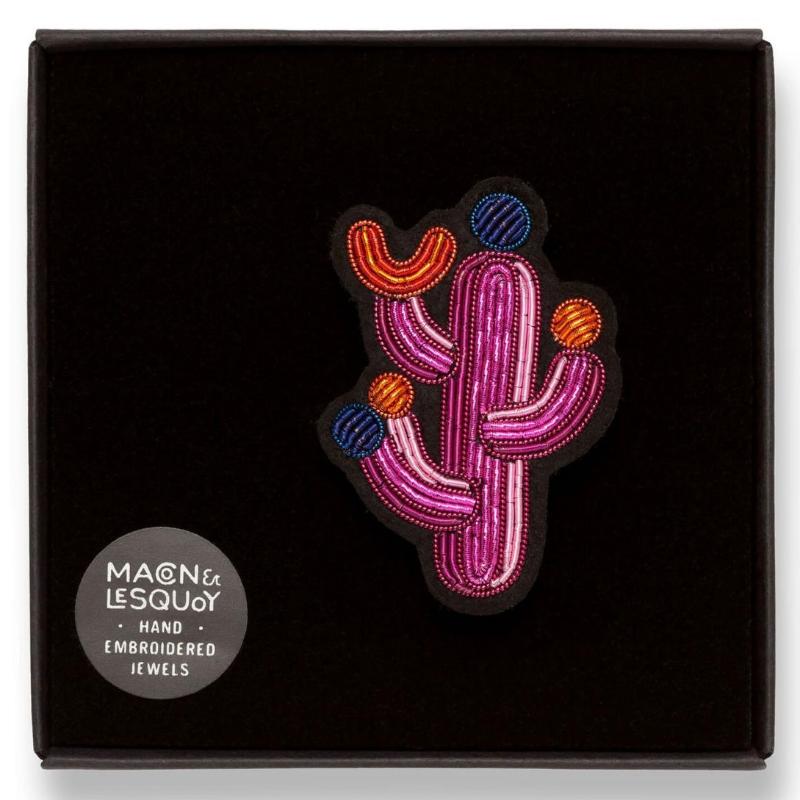 Broche brodée main - Cactus Funky