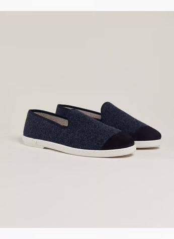 Chausson homme laine, marine bleu