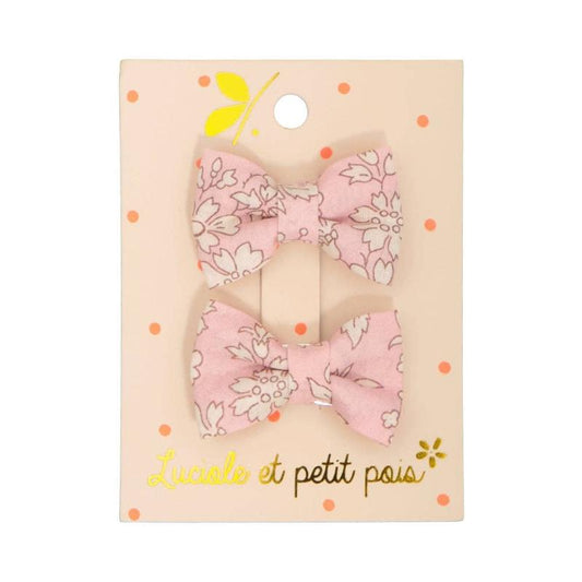 Barrettes mini papillon - Liberty Capel rose (paire)