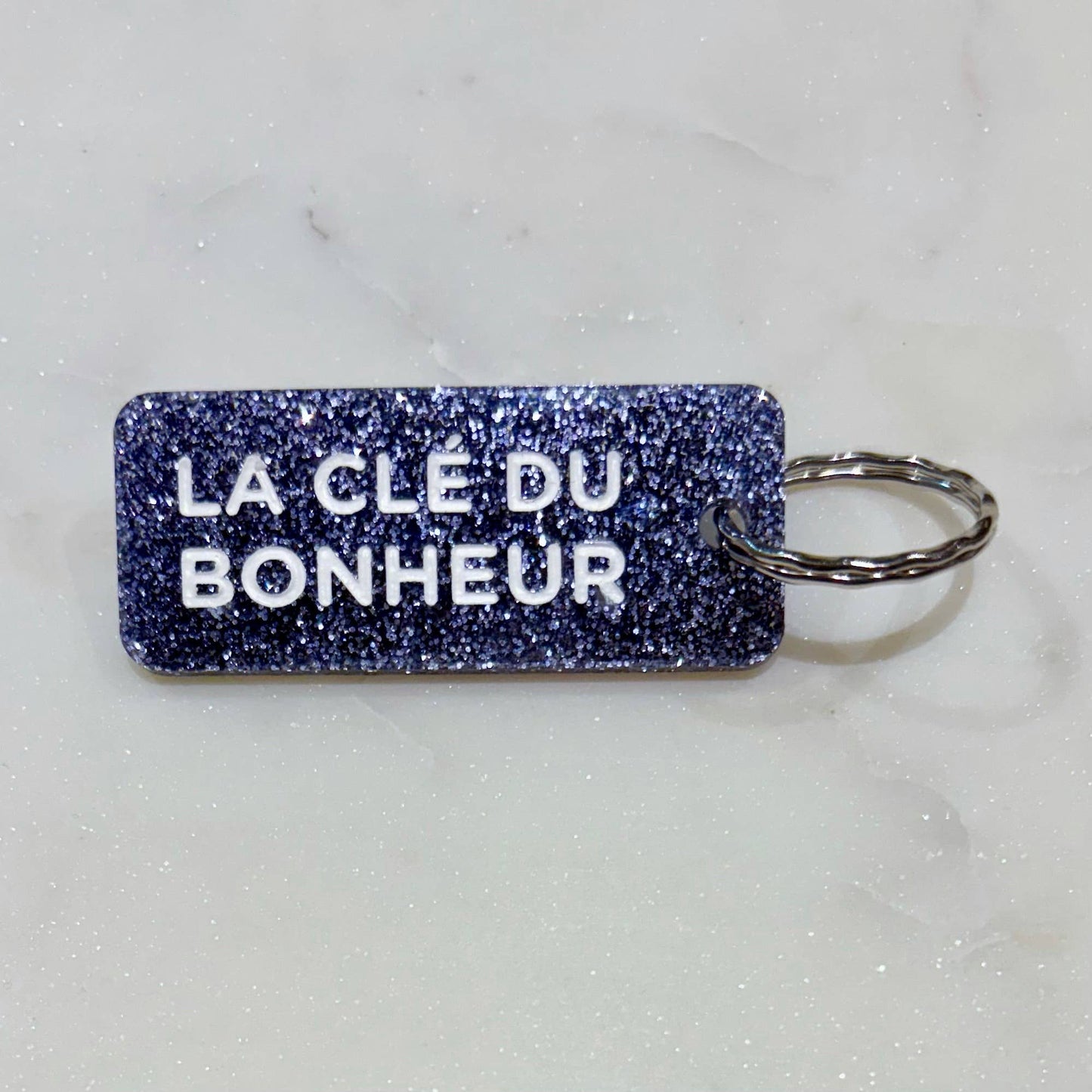 LA CLÉ DU BONHEUR Porte-clés à paillettes