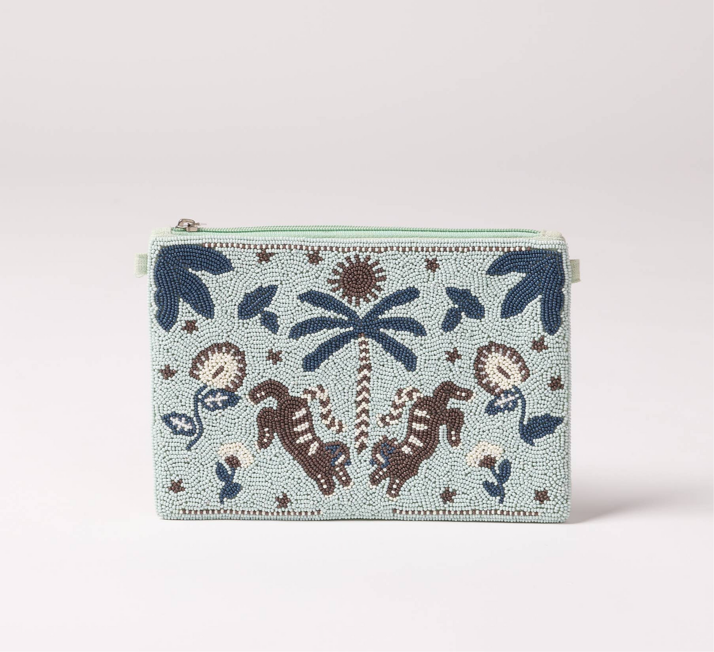 POCHETTE BRODÉE PERLES AVA BLEU ORAGE