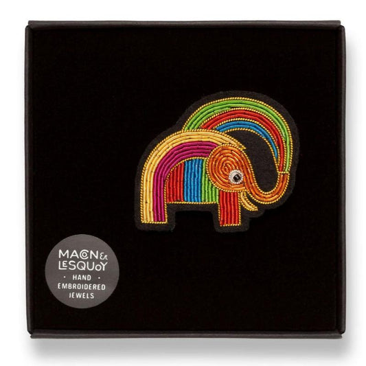 Broche brodée - Éléphant en pyjama