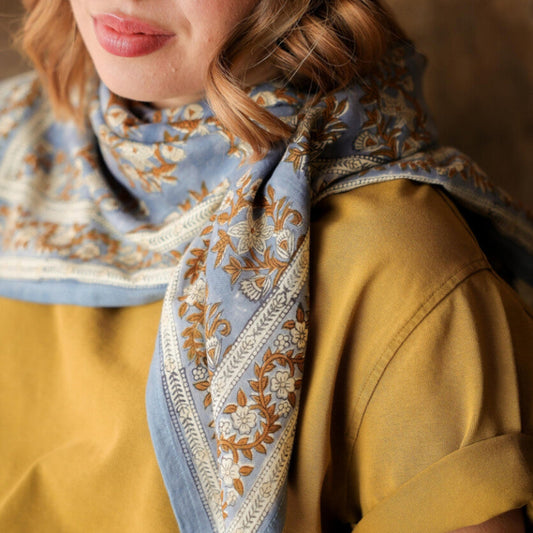 Foulard grand format - Jasmine Bleu Orage