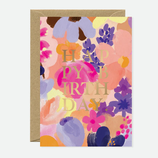 Carte de Voeux - Happy Birthday Flower Garden