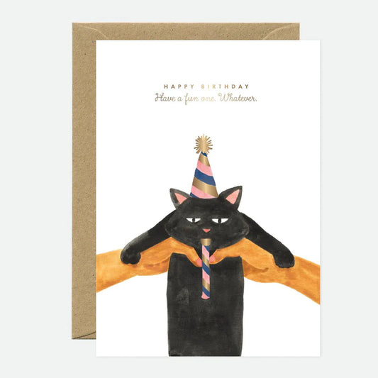 Carte de Voeux - Gold Whatever cat birthday