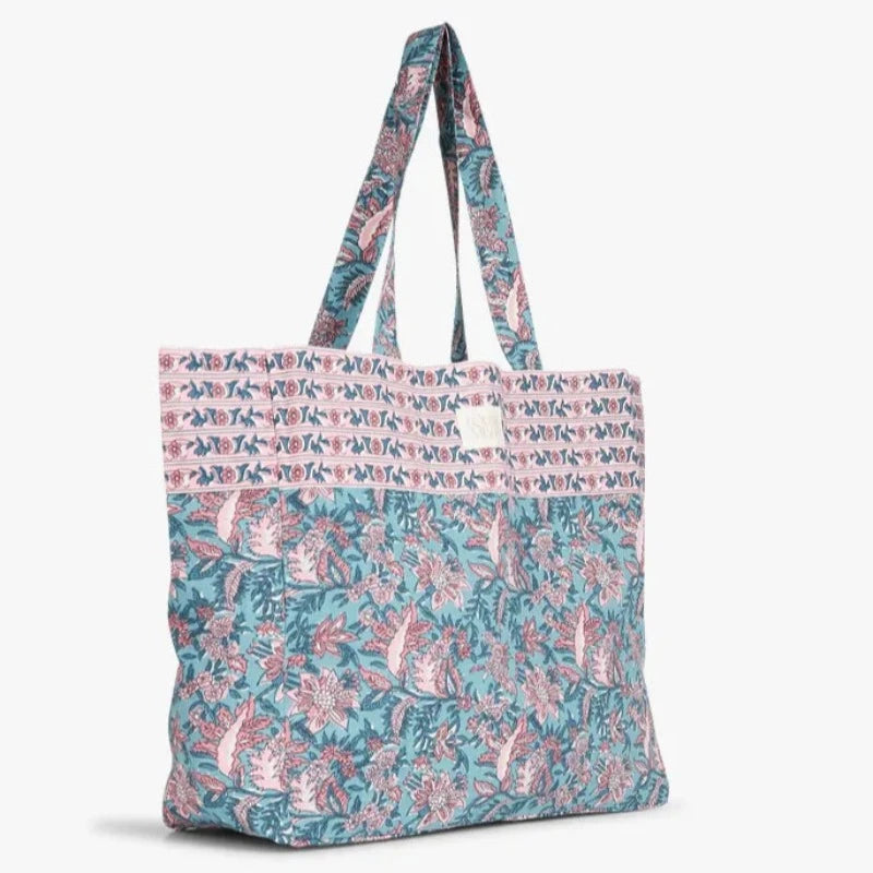 Tote Bag Beverly en coton bio - Teal Garden Of Eden