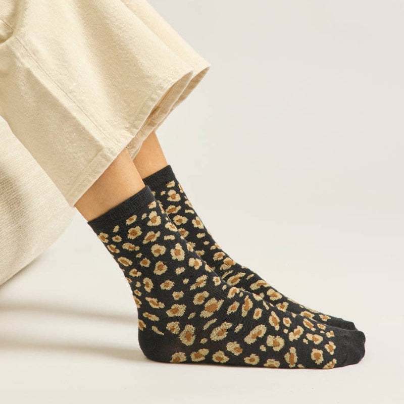 Pack de 3 Chaussettes - Fantaisie paillettes et léopard noir doré