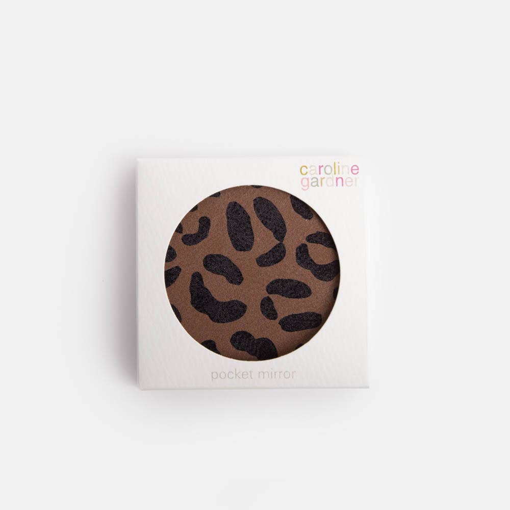 Miroir de poche rond Tan Leopard