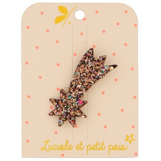 Broche étoile filante - Paillettes bronze