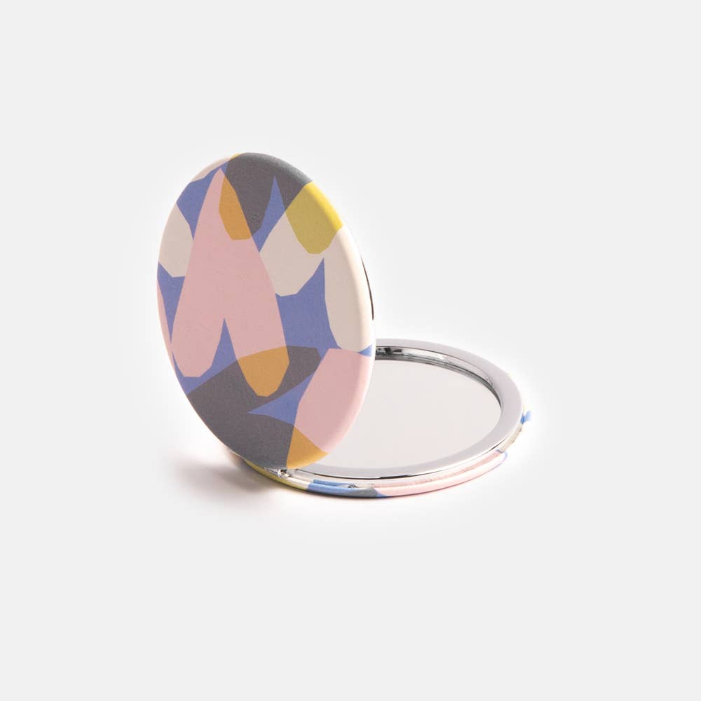 Miroir de Poche Rond Cœurs en Confettis