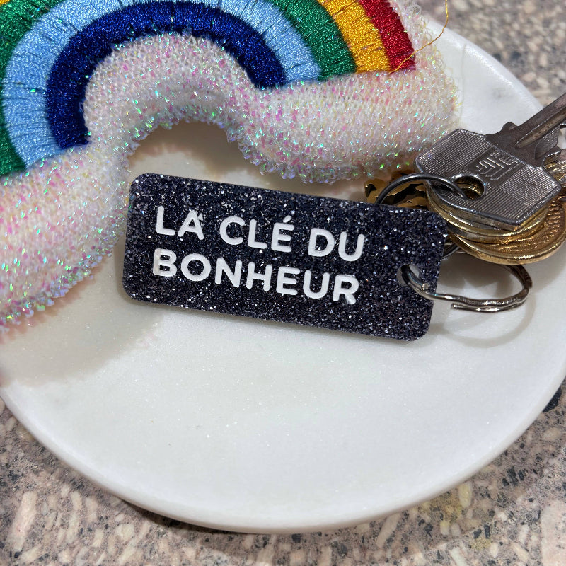 LA CLÉ DU BONHEUR Porte-clés à paillettes