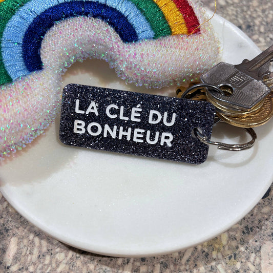 LA CLÉ DU BONHEUR Porte-clés à paillettes