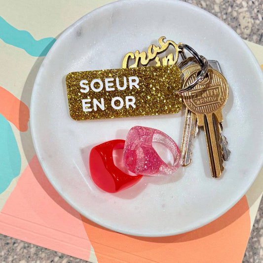 SOEUR EN OR Porte-clés à paillettes