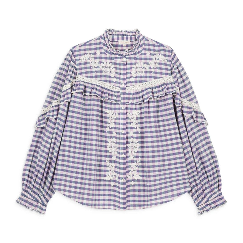 Blouse Noelianne - Blue & Purple Checks