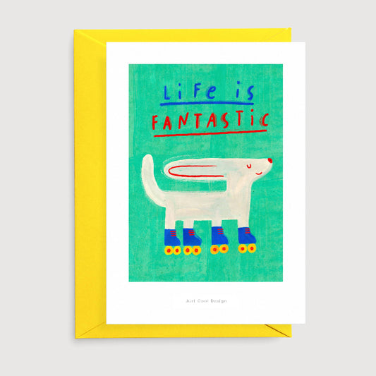 Carte Mini impression d'art Happy dog
