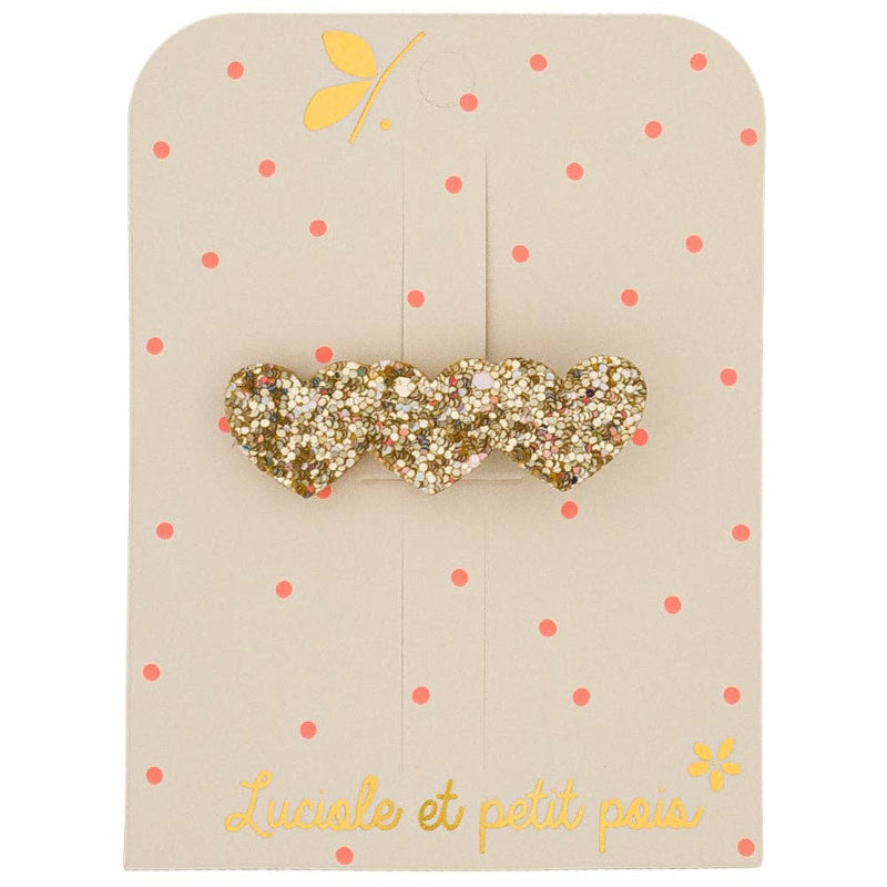 Barrette 3 coeurs - Doré