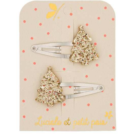 Barrettes sapins - Doré (paire)