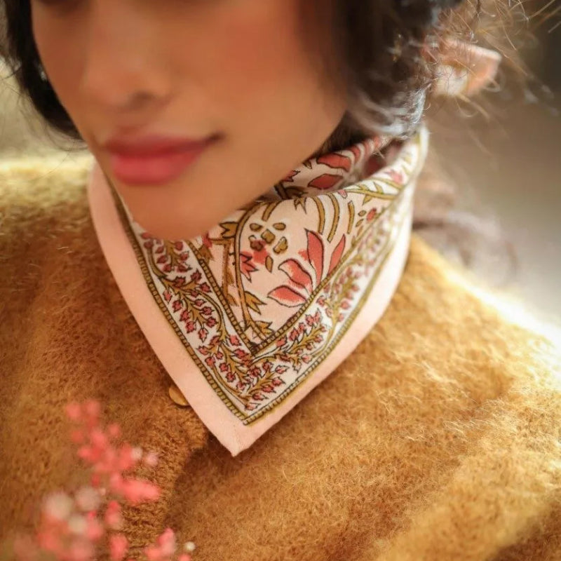 Foulard petit format - Palmyre Rose Poudré