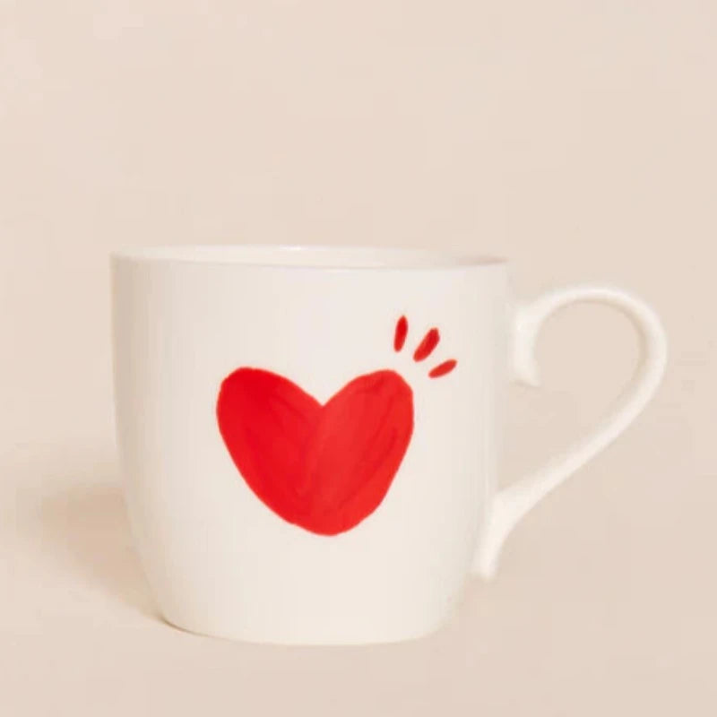 Mug Coeur solaire rouge en porcelaine fine
