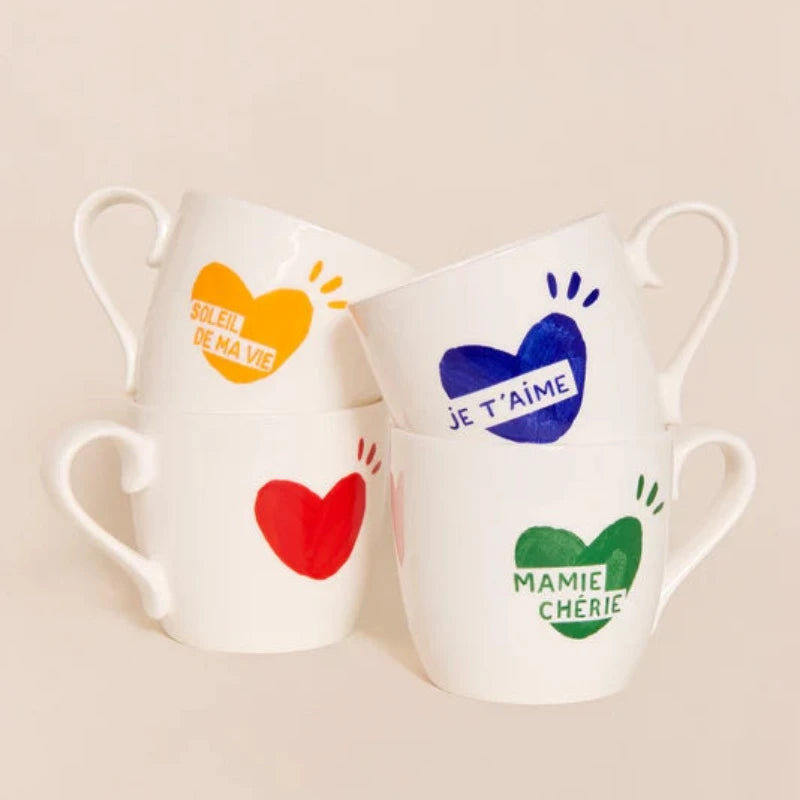 Mug Coeur solaire rouge en porcelaine fine