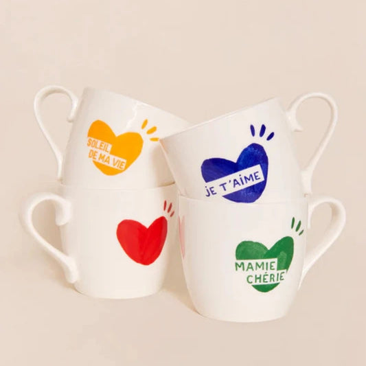 Mug Coeur solaire rouge en porcelaine fine