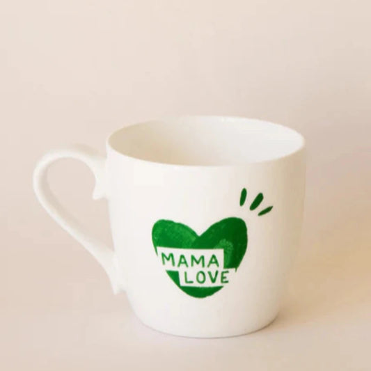 Mug Mama Love vert sapin en porcelaine fine