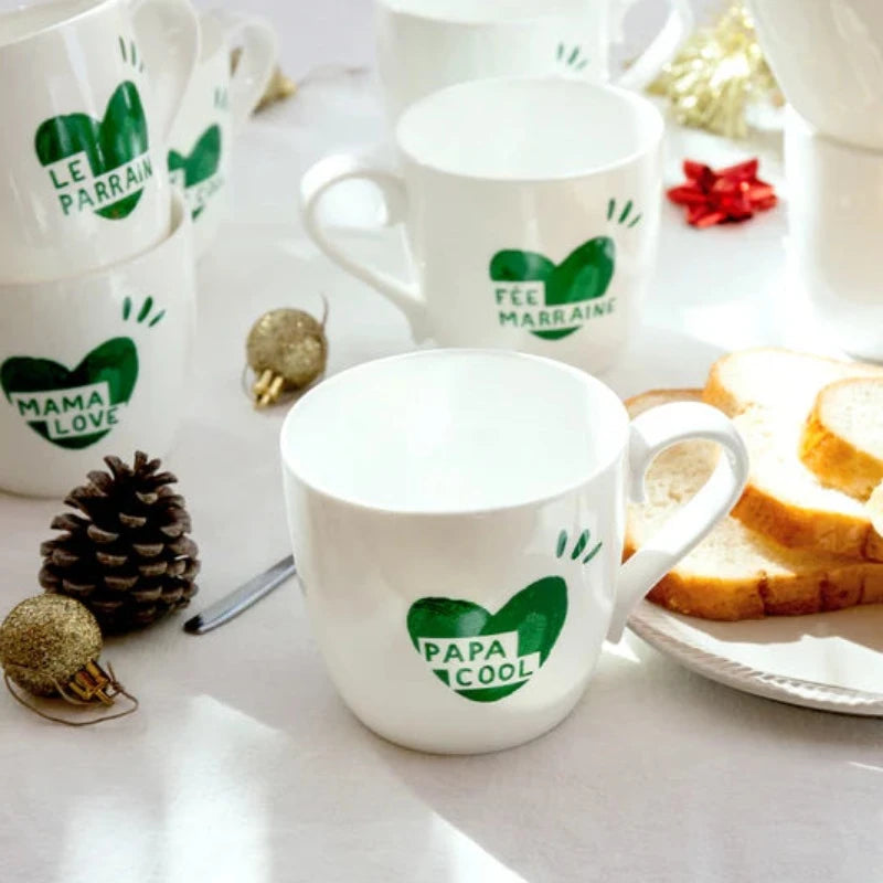 Mug Papa cool vert sapin en porcelaine fine