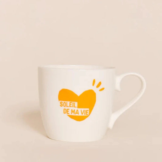 Mug Soleil de ma vie jaune en porcelaine fine