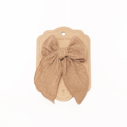 Barrette grand noeud - Fable - Taupe