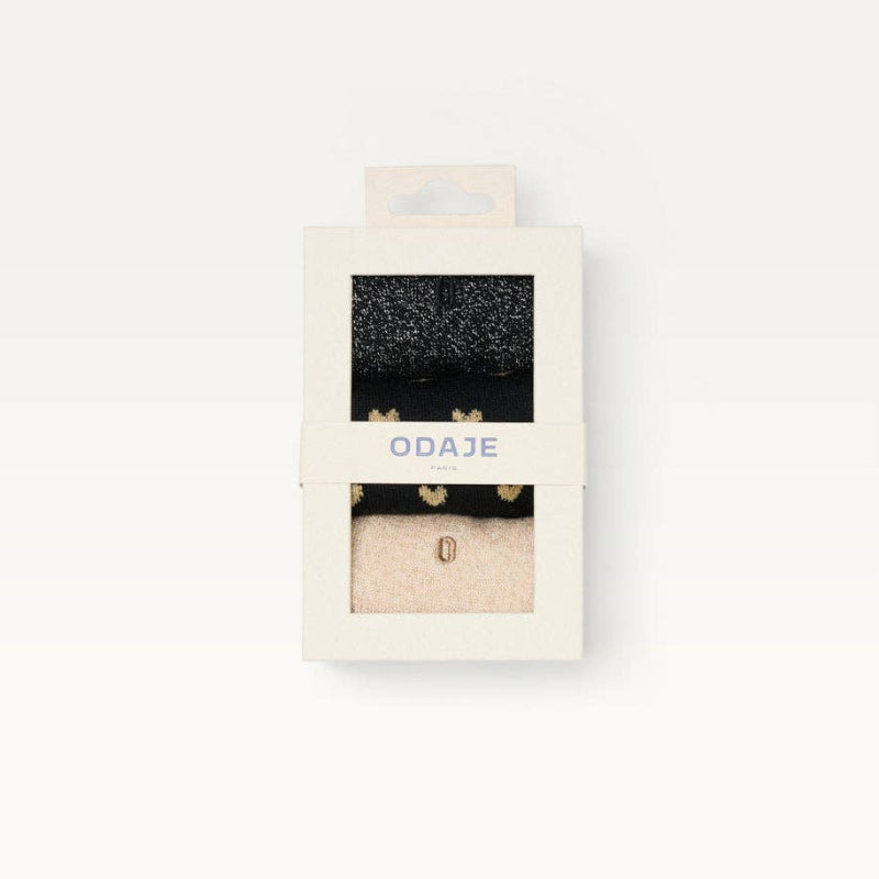 Pack de 3 Chaussettes - Fantaisie petit coeur noir doré