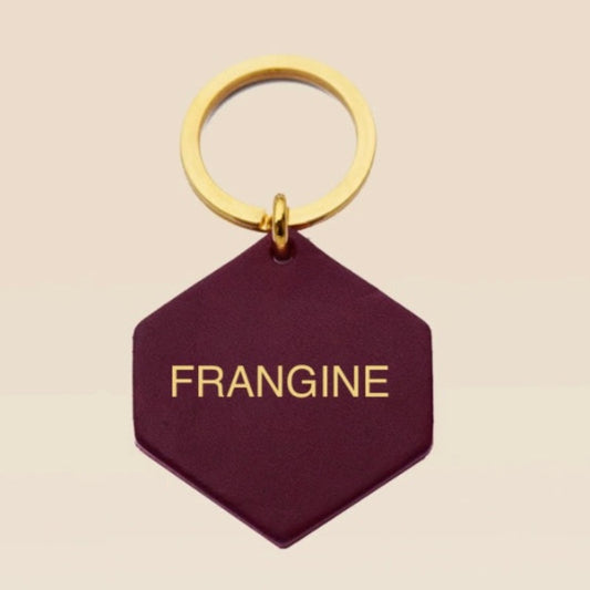Porte-Clés en cuir Prune - Frangine